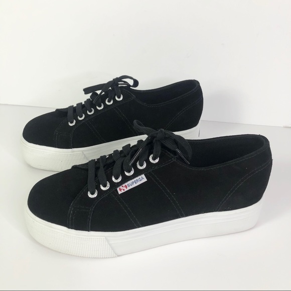 superga black suede platform